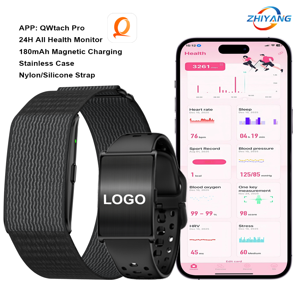 H59Pro Smart Band Activity Sleep Tracker No Screen Heart Rate Variability HRV Blood Oxygen Monitor Sedentary Reminder Call