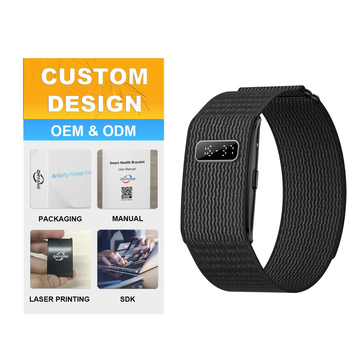 H59MAX+ Android Smart Bracelet LED Digital Display Heart Rate Blood Oxygen Sleep Monitoring Fitness Tracker IP68 Waterproof