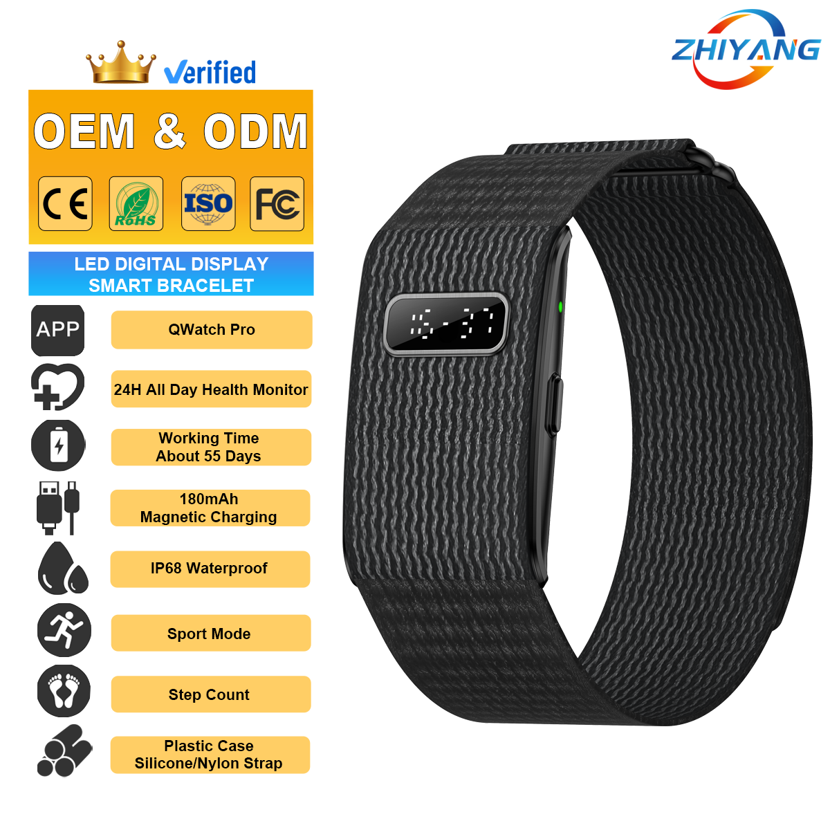 H59MAX+ Android Smart Bracelet LED Digital Display Heart Rate Blood Oxygen Sleep Monitoring Fitness Tracker IP68 Waterproof
