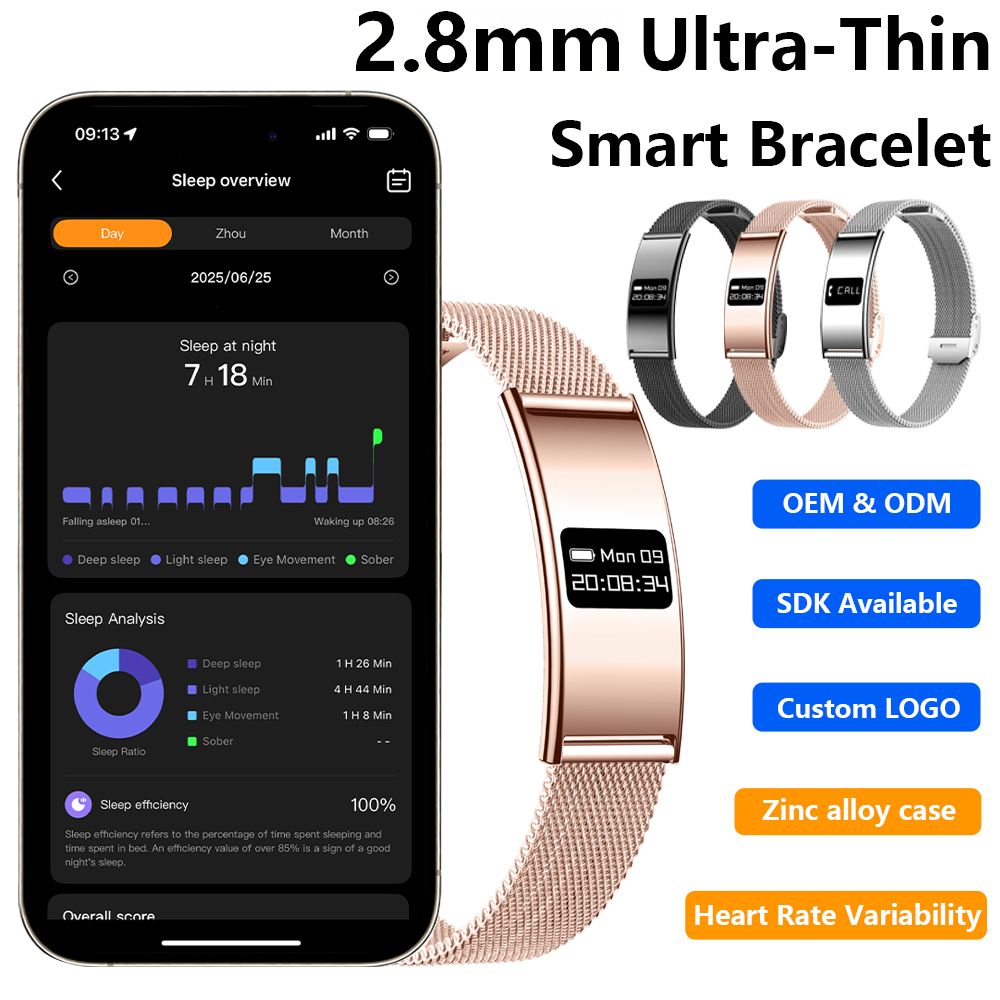 B8 2.8mm Ultra Thin Smart Watch Heart Rate Monitor Variability Female Physiological Cycle Activity Fitness Tracket Sport Mode