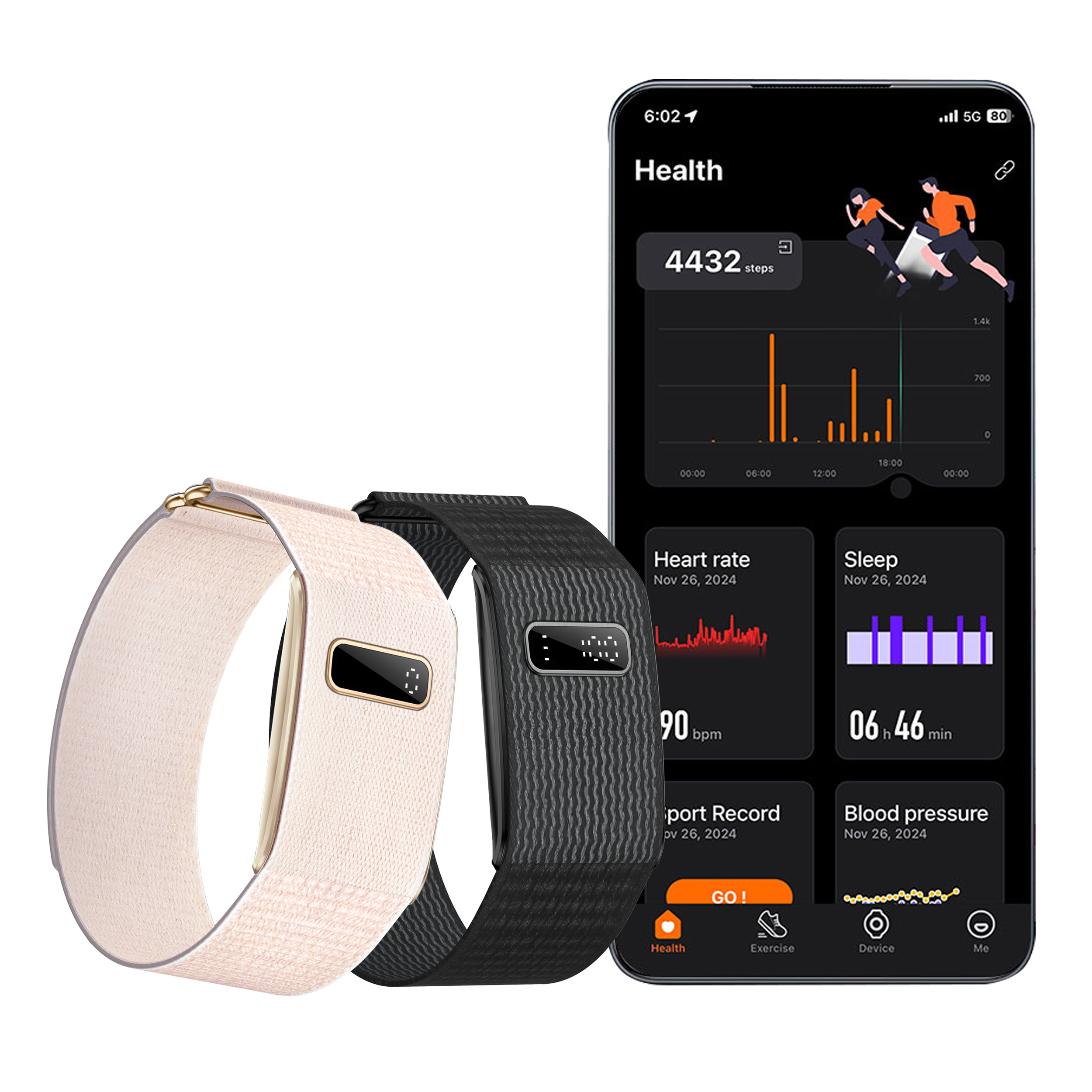 H59MAX+ Android Smart Bracelet Fitness Tracker with Remote Control 24H Health Monitor LED Digital Display Nylon Silicone Strap