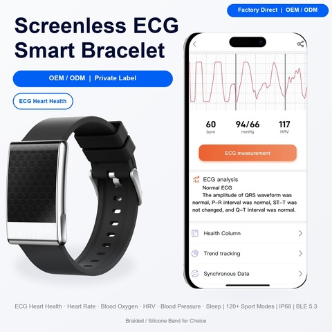 E900 IP68 ECG HRV Screenless Smart Wristband
