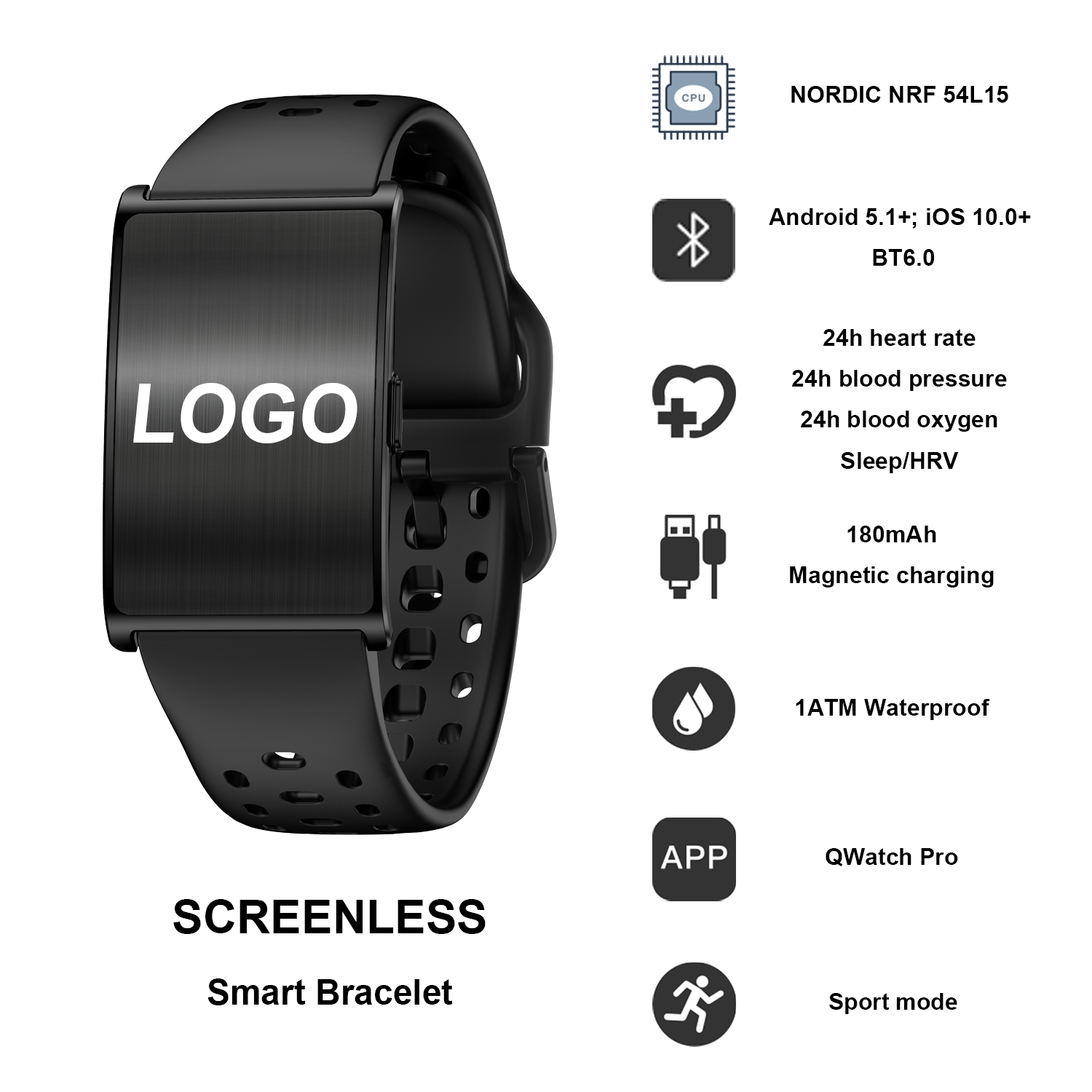 H59Pro Smart Band Activity Sleep Tracker No Screen Heart Rate Variability HRV Blood Oxygen Monitor Sedentary Reminder Call
