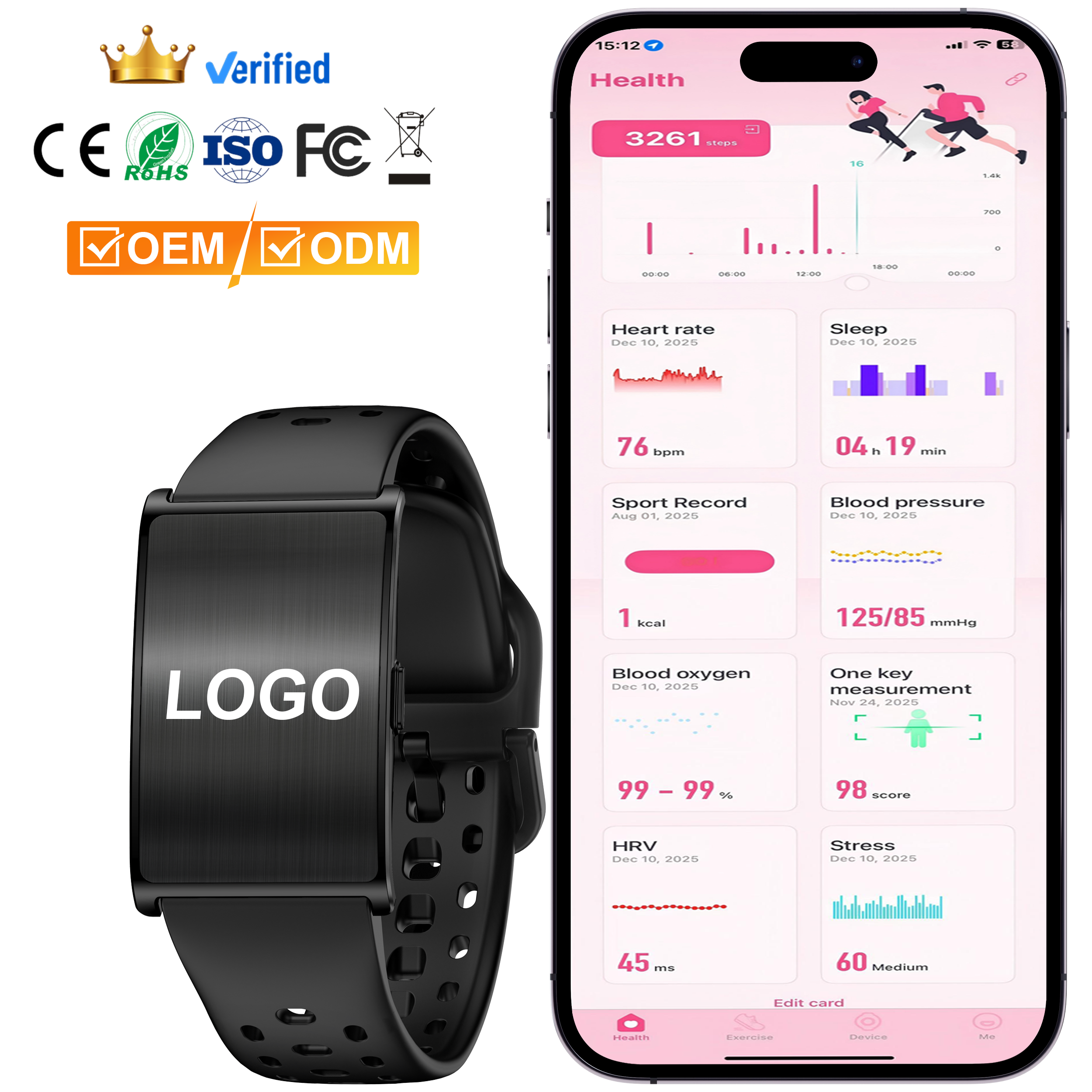 H59Pro Activity Tracker No Display Heart Rate Blood Oxygen