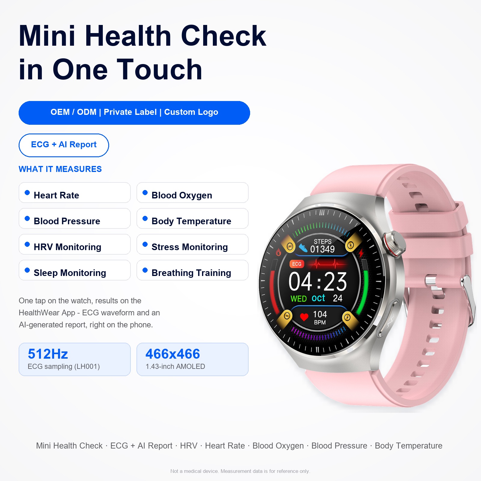 TK26P 1.43 Inch AMOLED Smart Watch ECG HRV Blood Oxygen Heart Rate Sleep Monitor IP68 BT Call Fitness Tracker AI Voice Assistant